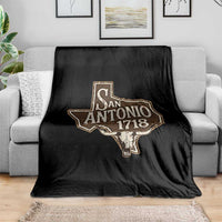 Vintage San Antonio Texas Est 1718 Longhorn Cow Skull Throw Blanket