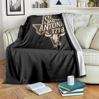 Vintage San Antonio Texas Est 1718 Longhorn Cow Skull Throw Blanket