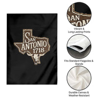 Vintage San Antonio Texas Est 1718 Longhorn Cow Skull Garden Flag