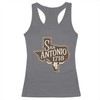 Vintage San Antonio Texas Est 1718 Longhorn Cow Skull Racerback Tank Top