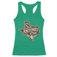 Vintage San Antonio Texas Est 1718 Longhorn Cow Skull Racerback Tank Top