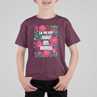 Spanish Latina Mom T Shirt For Kid La Mejor Mama Del Mundo Mother's Day Flowers