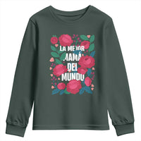 Spanish Latina Mom Youth Sweatshirt La Mejor Mama Del Mundo Mother's Day Flowers