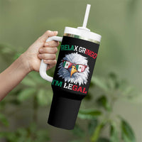 Funny Relax Gringo Im Legal Tumbler With Handle Cinco De Mayo Mexican Immigrant Bald Eagle