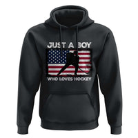 Ice Hockey Lover Hoodie Just A Boy Who Loves Hockey USA Flag - Wonder Print Shop