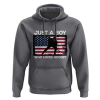 Ice Hockey Lover Hoodie Just A Boy Who Loves Hockey USA Flag - Wonder Print Shop