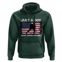 Ice Hockey Lover Hoodie Just A Boy Who Loves Hockey USA Flag - Wonder Print Shop