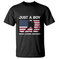 Ice Hockey Lover T Shirt Just A Boy Who Loves Hockey USA Flag - Wonder Print Shop