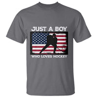 Ice Hockey Lover T Shirt Just A Boy Who Loves Hockey USA Flag - Wonder Print Shop