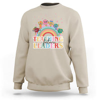 Teacher Sweatshirt Teaching Future Leaders Retro Groovy Education Back To School - Wonder Print Shop