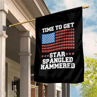 Funny Time To Get Star Spangled Hammered Garden Flag 4th of July Drinking Beer Pong Red Cup American Flag - Wonder Print Shop