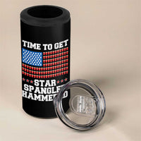Funny Time To Get Star Spangled Hammered 4 in 1 Can Cooler Tumbler 4th of July Drinking Beer Pong Red Cup American Flag - Wonder Print Shop