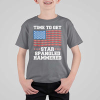 Funny Time To Get Star Spangled Hammered T Shirt For Kid 4th of July Drinking Beer Pong Red Cup American Flag - Wonder Print Shop