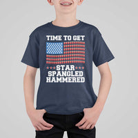 Funny Time To Get Star Spangled Hammered T Shirt For Kid 4th of July Drinking Beer Pong Red Cup American Flag - Wonder Print Shop