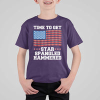 Funny Time To Get Star Spangled Hammered T Shirt For Kid 4th of July Drinking Beer Pong Red Cup American Flag - Wonder Print Shop