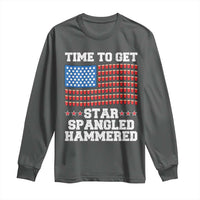 Funny Time To Get Star Spangled Hammered Long Sleeve Shirt 4th of July Drinking Beer Pong Red Cup American Flag - Wonder Print Shop