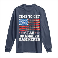 Funny Time To Get Star Spangled Hammered Long Sleeve Shirt 4th of July Drinking Beer Pong Red Cup American Flag - Wonder Print Shop