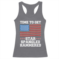 Funny Time To Get Star Spangled Hammered Racerback Tank Top 4th of July Drinking Beer Pong Red Cup American Flag - Wonder Print Shop