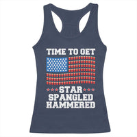 Funny Time To Get Star Spangled Hammered Racerback Tank Top 4th of July Drinking Beer Pong Red Cup American Flag - Wonder Print Shop