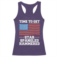 Funny Time To Get Star Spangled Hammered Racerback Tank Top 4th of July Drinking Beer Pong Red Cup American Flag - Wonder Print Shop
