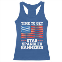 Funny Time To Get Star Spangled Hammered Racerback Tank Top 4th of July Drinking Beer Pong Red Cup American Flag - Wonder Print Shop