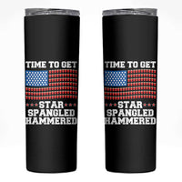 Funny Time To Get Star Spangled Hammered Skinny Tumbler 4th of July Drinking Beer Pong Red Cup American Flag - Wonder Print Shop