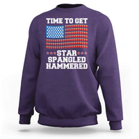 Funny Time To Get Star Spangled Hammered Sweatshirt 4th of July Drinking Beer Pong Red Cup American Flag - Wonder Print Shop