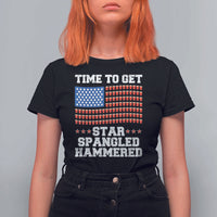 Funny Time To Get Star Spangled Hammered T Shirt For Women 4th of July Drinking Beer Pong Red Cup American Flag - Wonder Print Shop