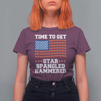 Funny Time To Get Star Spangled Hammered T Shirt For Women 4th of July Drinking Beer Pong Red Cup American Flag - Wonder Print Shop