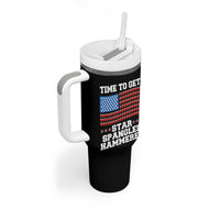 Funny Time To Get Star Spangled Hammered Tumbler With Handle 4th of July Drinking Beer Pong Red Cup American Flag - Wonder Print Shop