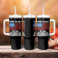 Funny Time To Get Star Spangled Hammered Tumbler With Handle 4th of July Drinking Beer Pong Red Cup American Flag - Wonder Print Shop