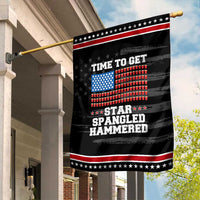 Funny Time To Get Star Spangled Hammered Garden Flag 4th of July Drinking Beer Pong Red Cup American Flag