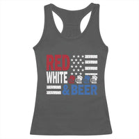 Funny American Drinking Racerback Tank Top Red White And Beer 4th Of July USA Flag - Wonder Print Shop