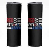 Funny American Drinking Skinny Tumbler Red White And Beer 4th Of July USA Flag - Wonder Print Shop