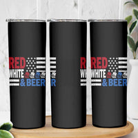 Funny American Drinking Skinny Tumbler Red White And Beer 4th Of July USA Flag - Wonder Print Shop