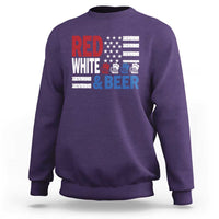Funny American Drinking Sweatshirt Red White And Beer 4th Of July USA Flag - Wonder Print Shop