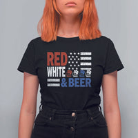 Funny American Drinking T Shirt For Women Red White And Beer 4th Of July USA Flag - Wonder Print Shop