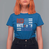 Funny American Drinking T Shirt For Women Red White And Beer 4th Of July USA Flag - Wonder Print Shop