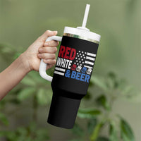 Funny American Drinking Tumbler With Handle Red White And Beer 4th Of July USA Flag - Wonder Print Shop