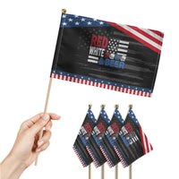 Funny American Drinking Patriotic Handheld Flag Red White And Beer 4th Of July USA Flag