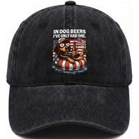 Funny In Dog Beers I've Only Had One Washed Cotton Baseball Cap 4th Of July Drinking Dachshund Beer American Flag