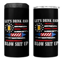 Funny American Drinking 4 in 1 Can Cooler Tumbler Let's Drink And Blow Shit Up 4th Of July Beer Rocket - Wonder Print Shop