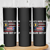 Funny American Drinking Skinny Tumbler Let's Drink And Blow Shit Up 4th Of July Beer Rocket - Wonder Print Shop