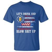 Funny American Drinking T Shirt Let's Drink And Blow Shit Up 4th Of July Beer Rocket - Wonder Print Shop