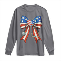 Funny 4th Of July Nurse American Flag Coquette Bow Long Sleeve Shirt - Wonder Print Shop
