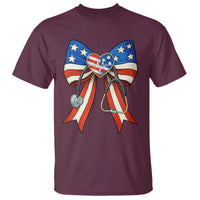 Funny 4th Of July Nurse American Flag Coquette Bow T Shirt - Wonder Print Shop