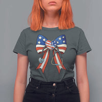 Funny 4th Of July Nurse American Flag Coquette Bow T Shirt For Women - Wonder Print Shop