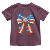 Funny 4th Of July Nurse American Flag Coquette Bow Toddler T Shirt - Wonder Print Shop