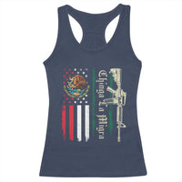 Funny Chinga La Migra Racerback Tank Top Gun Vintage Mexican Flag - Wonder Print Shop