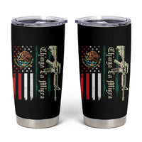 Funny Chinga La Migra Tumbler Cup Gun Vintage Mexican Flag - Wonder Print Shop